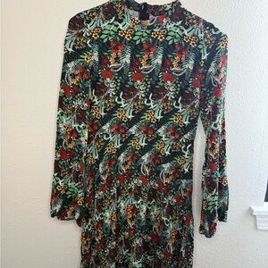 Zara Basics Floral Long Sleeve Dress